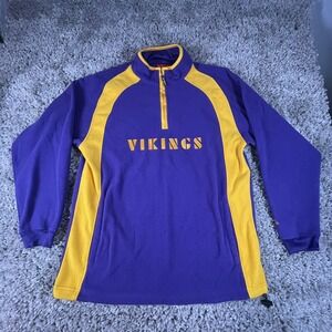 Vintage 90s Minnesota Vikings Fleece Jacket Mens M/L‎ 1/4 Zip NFL Sweater Purple